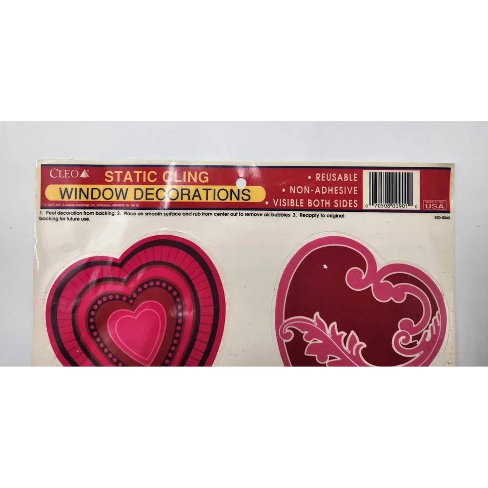 VINTAGE‎ WINDOW CLINGS HEARTS VALENTINES DAY